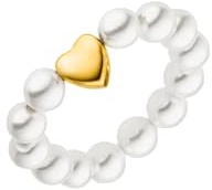 Purelei Lovely Ring – elastisk pärlring med hjärta – Ångetiet Fidget damring – mussla pärlor och rostfritt stål – storlekar S/M/L – 18K guldpläterad – handgjorda smycken, Small, Rostfritt stål, Ingen