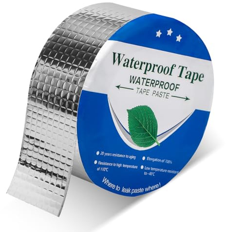 Samamoca 5cm x 10m Butylband Dichtungsband Selbstklebend Wasserdicht, Aluminiumfolie Klebeband für Dachreparatur, Fenster, Wohnmobil, Rohrleck