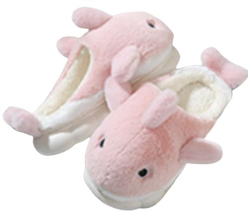 Shark tofflor plysch unisex – tofflor damer plysch vinter söta vinterskor djur bomullstofflor tjock sula hushållsskor unisex halkfria slip-skor flanell vintertofflor, PK2, 40 EU