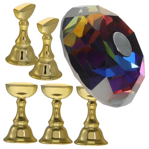 GANAZONO Support pour Nail Art en Verre Cristal Solide Base Diamantée, pour Usage à Domicile ou École de Manucure, Kit Pratique pour Débutants et Artistes