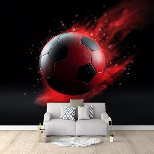 Photo Wallpaper Football Red Flame 400x280 cm 3D Non-Woven Wall Mural, Moderne Living Room Bedroom Large Poster Wallpaper, Home Decor Art Mural