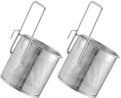 TOPPERFUN Colador de Acero Inoxidable Grande para Ollas Calientes Cesta Escurridora de Malla Fina con Doble Gancho Utensilio Multifuncional para Cocinar Pasta y Freír 2 Unidades