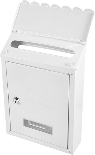 Zerodeko Vintage Metal Wall Mount Mailbox with Lock, White Iron Mailbox for Outdoor Use, Weatherproof Wall-Mounted Letter Box Suitable for Home and Garden