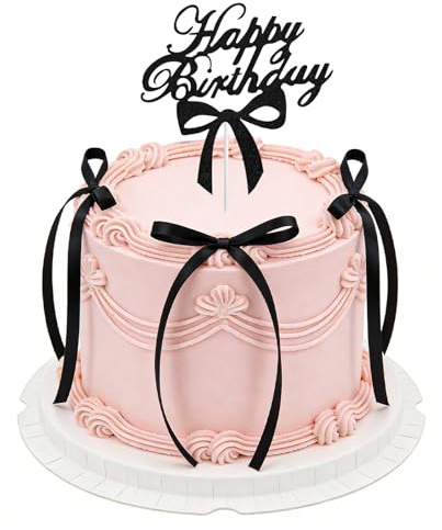13 stycken svarta tårtdekorationer rosetter set Happy Birthday-bröllopstårta dekoration vintage cupcake födelsedagsdekoration för kvinnor för kokedja födelsedagsfester nyårsafton och examensfester