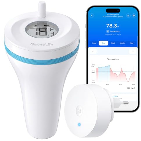 GoveeLife Aggiornamento – Termometro intelligente per piscina, impermeabile, bianco, con accesso remoto e allarme remoto