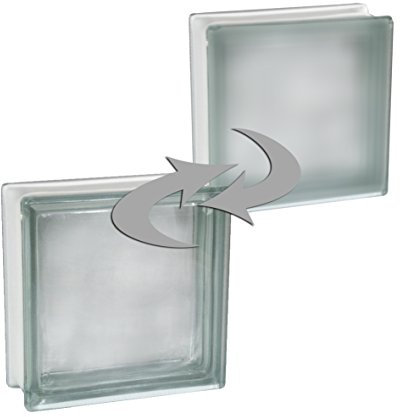 5 piezas Fuchs Bloques de vidrio Vista completa Blanco Satinado por un lado (Vidrio mate) 19x19x8 cm - Aislamiento acústico