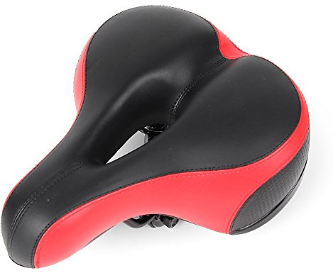 VEQSKING Fahrradsattel Gel Breit Damen Bequem Safety Sattel MTB Feder und Dämpfungs (Schwarz Rot)