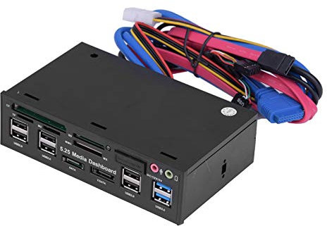 5.25 Multifuntion Medio Tablero Computadora Multifuncional Salpicadero Panel Frontal de Medios con eSATA, Puertos USB 3.0 HUB Puertos de Audio y Card Reader (/CF/MS/SD/MMC/TF/M2) Lector de Tarjetas