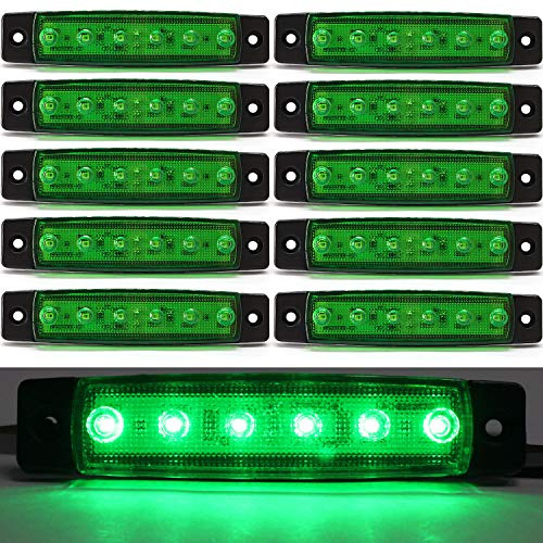 20pcs Amber Side Marker Lights 12V,Universal 6 LED Indicators Side Marker Lights Front Rear Side Light Position Lamps for Trailer Truck Caravan Camper Van Lorry Bus Tractor Motorhome (Green, 10PX)