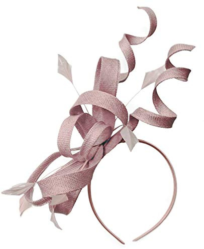 Caprilite Sinamay Haarreif, Wirbel-Fascinator für Damen, Hochzeit, Ascot Races, Altrosa, 1 Stück (1 Stück)