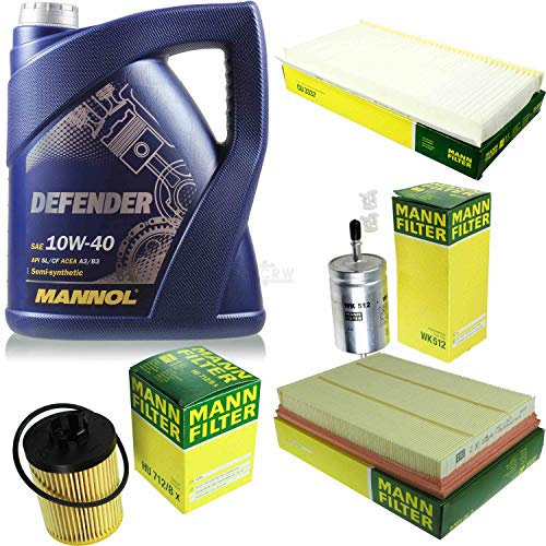 Filter Set Inspektionspaket 5 Liter MANNOL Motoröl Defender 10W-40 API SL/CF MANN-FILTER Innenraumfilter Ölfilter Kraftstofffilter Luftfilter