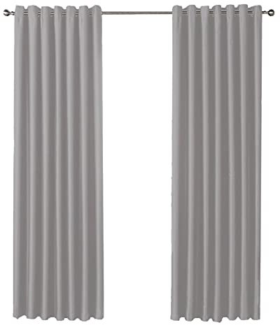 Olivia Rocco Blackout Eyelet Curtains Black Out Thermal Ring Top Curtain Pair Window Treatment Living Room Bedroom, 90 (Width) x 90 (Drop) Silver