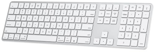 OMOTON Bluetooth Keyboard Compatible with Mac, with Numeric Keypad, Rechargeable Wireless Keyboard Compatible with MacBook Pro/Air, iMac, Mac mini/Pro Laptop and PC (Silver)