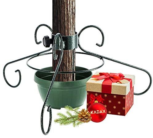 KADAX Weihnachtsbaumständer aus Stahl, Ständer für Baum, Stabiler Christbaumständer mit Wasserbehälter, Tannenbaumständer mit Knöpfen, Verschiedene Großen, grün (Breite: 51 cm)