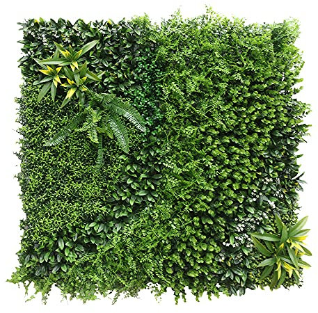 ECOOPTS 40x40 Faux Ivy Privacy Fence Screen Artificial Boxwood Panels Topiary Hedge Plants for Indoor Outdoor Decoration, #3 Mixed Leave, 1 Pack