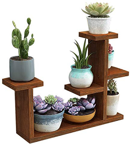 QLINDGK Sukkulenten-Ständer, 4 Etagen, Mini-Pflanzenregale, Tischplatte, Pflanzenregal, Halter, für den Innenbereich, kleine Fensterbank, Blumenregal, Ausstellungsregal
