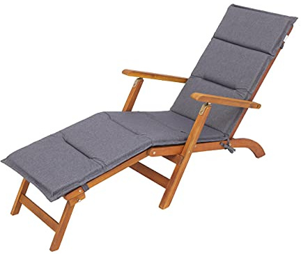 HOBBYGARDEN Sonnenliege & Liegestuhl Auflage – Outdoor Kissen für Gartenliege & Gartenmöbel | Komfort-Polster für Garten & Terrasse | 182x42x4 cm, Navy blau