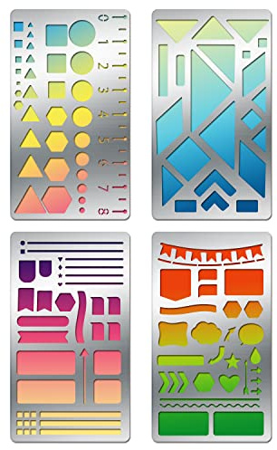 BENECREAT 4PCS 4x7 Inch Geometric Theme Triangle Metal Stencils, Border Line Stencil Template for Diary, Wood Carving, Drawings and Woodburning, Engraving and Scrapbooking