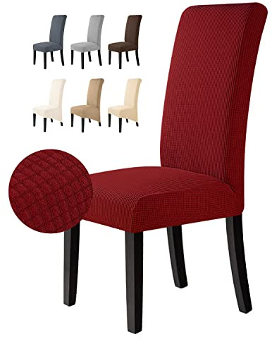 BalladHome Stuhlhussen 4 Stück Stuhlbezüge Stretch Stuhlbezug Elastische Spandex Stuhlhussen Universal Abnehmbare Waschbar für Hotel Party Bankett (Rotwein, 4 Stück)-M