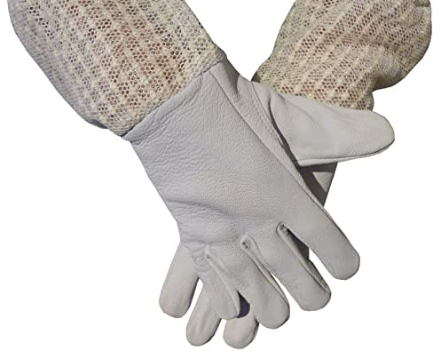 AGS Children's Beekeeper gloves 3 Layer Ultra Ventilated Childrens Bee keeping gloves kids protective bee wear (Small)