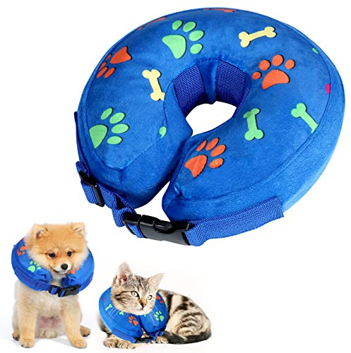 ANWA Uppblåsbart hundhalsband katt återhämtning krage uppblåsbart husdjur skydd skydd krage katt kon halsband efter operation justerbar återhämtning husdjur kon hundkon halsband för liten hund och katt