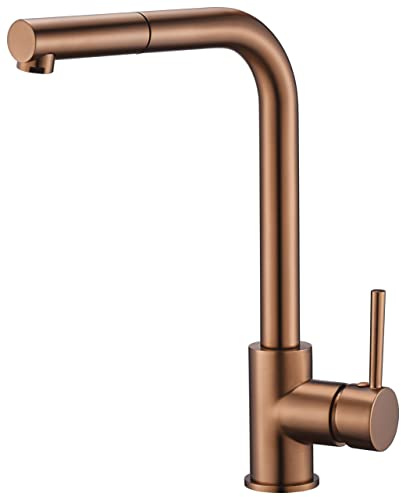 Mice - Robinet de cuisine monocommande avec douchette amovible, Robinet pour évier, Robinet de cuisine monocommande - Or Rose Brossé GCE006/ORC IMEX