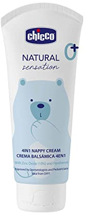 Chicco Crema Balsámica 4 en 1 Natural Sensation 100 ml, Crema de Pañal Para Bebés y Recién Nacidos 0+ Meses, Ingredientes Naturales, Previene, Protege, Calma y Repara La Piel Del Bebé