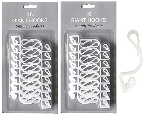 32 Giant Christmas Gutter Hooks Weatherproof Plastic for Hanging Outdoor Christmas String Lights, Fairy Lights or Rope Lights Gutter Clips - (Clear)
