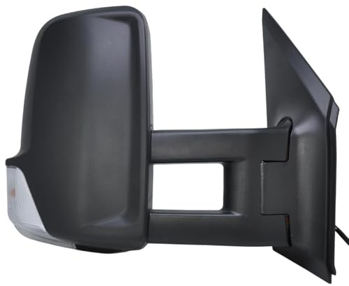 Spieg Außenspiegel Rechts für Volkswagen Crafter 2009-2017 | Mercedes Sprinter 2007-2017 Langer Arm, Manuell Einklappbar, Schwarz, 6 PIN