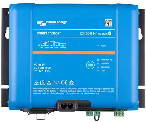 Victron Energy Smart IP43 12-Volt 50 amp 85-250V (1+1) Output Battery Charger, Bluetooth