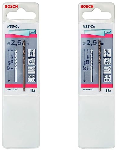 Bosch Professional Metallbohrer HSS-Cobalt (Ø 2,5 mm) (Packung mit 2)