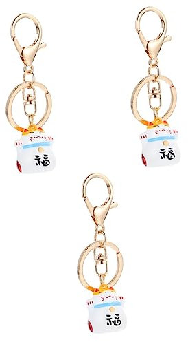 Garneck 3stücke Winkende Glückskatze Schlüsselanhänger Einzigartiger Katzenanhänger Mit Glocke Deko Für Handtaschen Und Rucksäcke Tragbar Und Leicht Für Katzenliebhaber