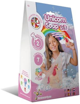 Science4you Einhorn Seife machen Kit für Kinder 5 6 Alter, Machen Sie Ihre Eigenen Seifen Mit Glow-In-The-Dark Einhorn Handwerk Kits, Lernspielzeug, Kosmetik Geschenk für Mädchen & Jungen Jahre 5 6 7+