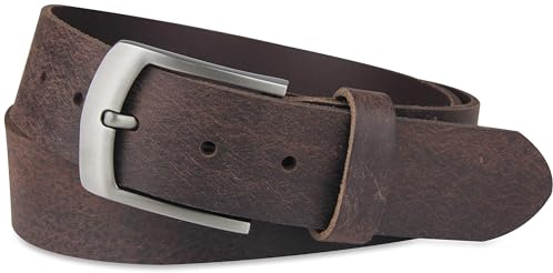 Frentree Ledergürtel aus echtem Büffelleder, MADE IN GERMANY, Gürtel für Damen und Herren, 3,8 cm breit, Braun