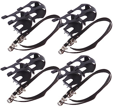BESPORTBLE Fahrrad-zehenclip-Pedale Für Mountainbikes – Zehenclip-Set Mit Festen Riemen Für Die Straße Schwarz 4er-Pack