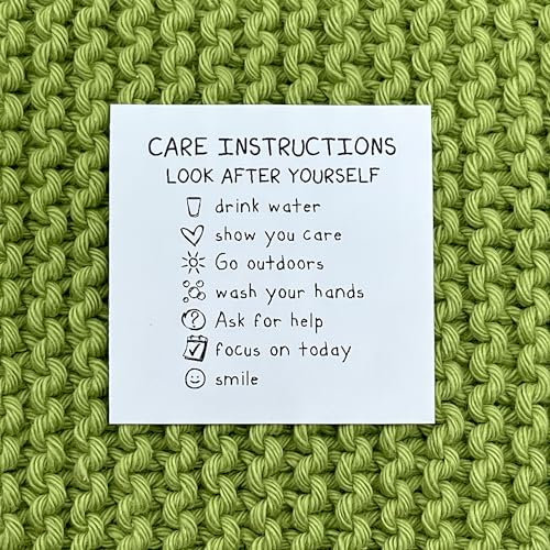 Decorative Quilt Blanket Label Customise with your text 50mm Square (024FL) Sewing Knitted Crochet Cotton Ribbon Wash Care Instructions
