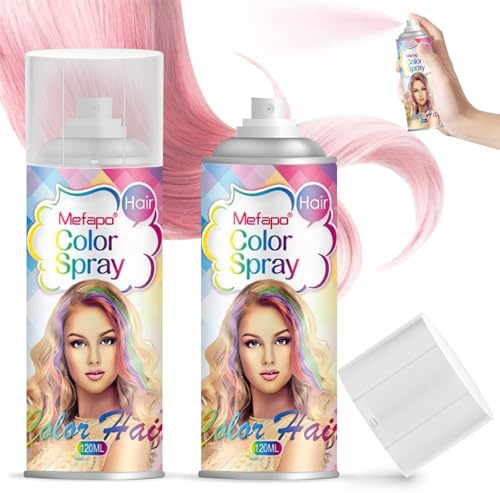 Blue/Pink Temporary Hair Spray Colour for Kids, 240ml Colour Hair Spray, Kids Coloured Hair Spray, Washable Temporary Hair Colour Spray, Hair Dye for Kids for Cosplay, Party, Christmas, Halloween
