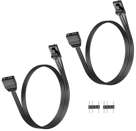 GINTOOYUN 2 Pcs 5V ARGB Conversion Cable - Corsair 3-Pin Female to 5V 3-Pin ARGB Female for Corsair Controller, QL, LL120, ICUE, Shenguang Sync, Asus, HD (11.4 Inch) (Style 1)