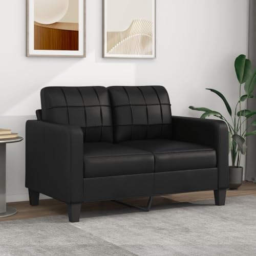 Willood 2-Sitzer-Sofa Couch für Wohnzimmer, Polstersofa mit Metallgestell, Loungesofa Zweisitzer Wohnzimmersofa Wohnzimmermöbel Schwarz 120 cm Kunstleder