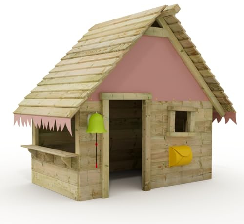 Wickey Spielhaus Tipi - Kinderspielhaus aus Holz, Gartenhaus für Kinder, extrem witterungsbeständig aus kesseldruckimprägniertem Massivholz - pastellpink
