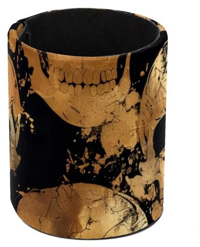 Eslifey Stifthalter, runder Stifthalter für Schreibtisch, Goldener Totenkopf-Silhouette, Stiftebecher, Make-up-Pinselhalter, Ständer, Display, Schreibtisch, Schreibwaren, Organizer für Zuhause, Büro,