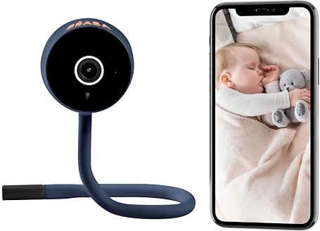 BÉABA - Moniteur Bébé Zen Connect - Moniteur Vidéo Bébé - Caméra Full HD 1090p - Talkie-Walkie Longue Portée - Connexion Mobile et WiFi - Berceuses, Potence Flexible - Bleu