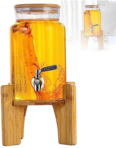 KLYDBMYT Dispensador de Agua de Vidrio Grande con Tapa de Soporte, Capacidad de 3 litros para Bebidas refrescantes