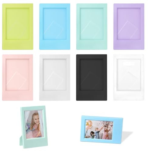 lyualma 8 Pezzi Cornici Colorate Set Mini Cornice Foto Istantanee 8.6×5.4 CM Decorazione Cornici Foto Mini Cornici da 3.4 Pollici per Fotocamera Decorativo Casa Ufficio