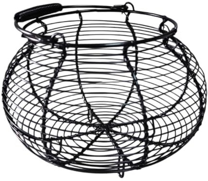 DimyFew Cesta de Alambre para Huevos, contenedor para Huevos, Cesta para Recoger Huevos, para Comida, Pan, bocadillos y Huevos, Negro