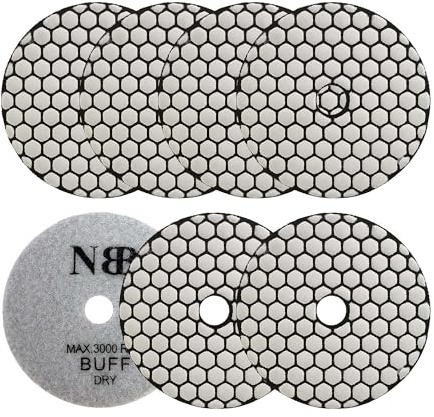 NBB Tamponi per lucidatura diamantati 4 100mm dischi di rinnovo Pad diamantato ristrutturazione per levigatura lucidatura a secco su granito marmo pietra ceramica supporto in nylon (7, BUFF Secco)