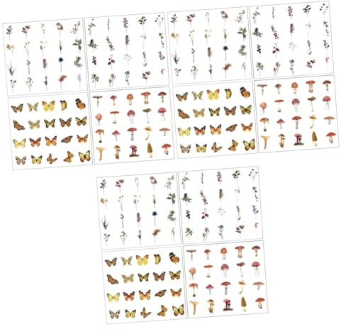 Lurrose 12 Sets Colours Stickers Plant Scrapbook Stickers for Decor Journaling DIY Craft