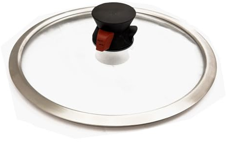 Universal Glasdeckel Ø 26 cm Edelstahlrand mit automatischen Dampfventil Topfdeckel Kochtopfdeckel Pfannendeckel