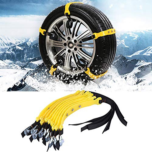 Lot de 10 Chaînes à Neige Antidérapantes Réglables Bracelets de Neige pour Pneus de Voiture de 185 à 225 mm pour Voiture, Camion, SUV