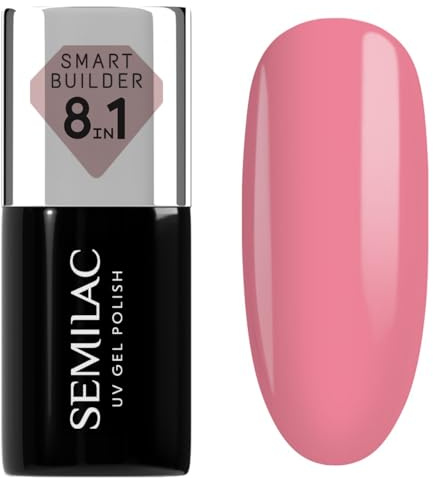 Semilac UV Nagellack Smart Builder 813 Pastel Pink 7 ml – Elegantes Pastellrosa, 8-in-1 Formel, Selbstnivellierend, Schnelle & Mühelose Anwendung